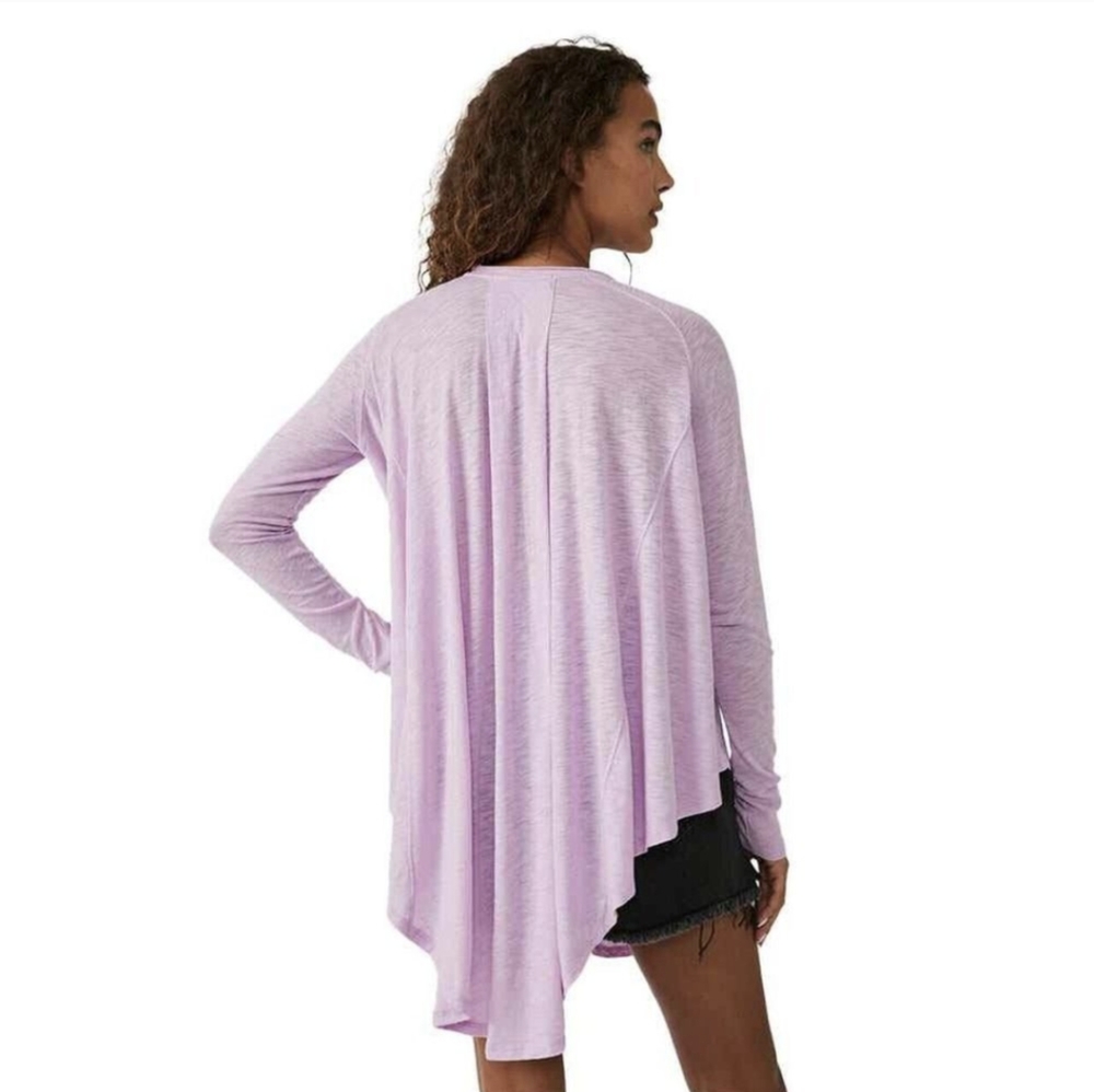 NWT Free People Aria Long Sleeve Trapeze Top Size Small Light Purple OB1645805 - Picture 3 of 9